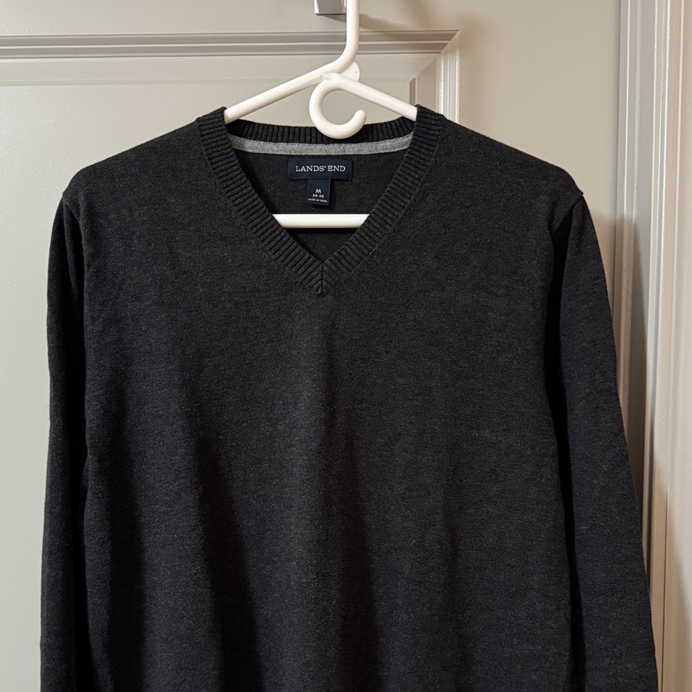 Lands' End Men's Charcoal V-Neck Sweater